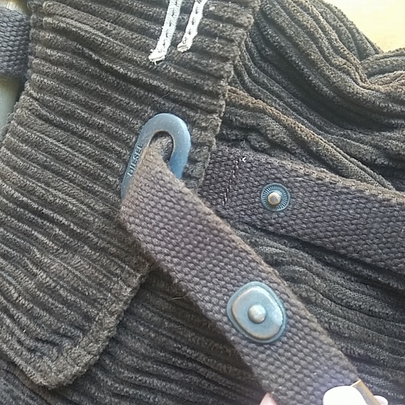 Diesel Vintage RARE Brown Corduroy Cargo Boho Shoulder Tote Bag - Picture 7 of 16